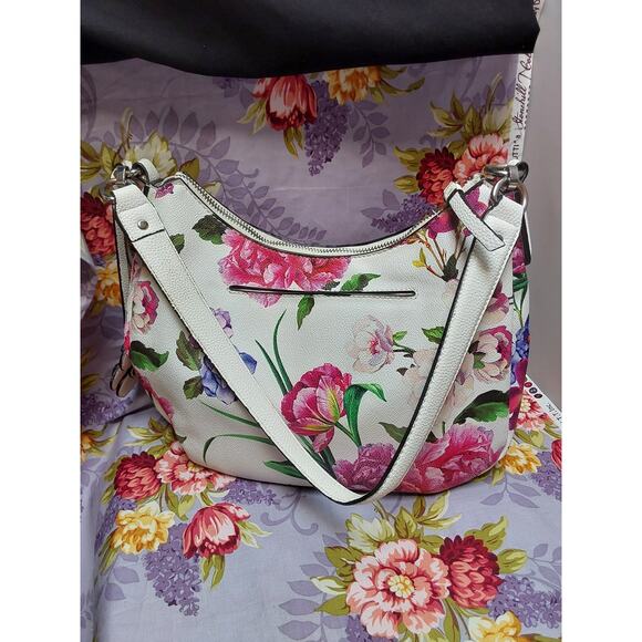 Dana Buckman multi floral White background Shoulder Bag Purse Cross body - Picture 5 of 7